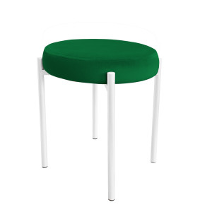 Taboret DIOR stelaż metalowy tkanina Welur : Kolor Stelaża - Biały, Kolor tkaniny - VELVET - MG25, Typ tkaniny - Velvet