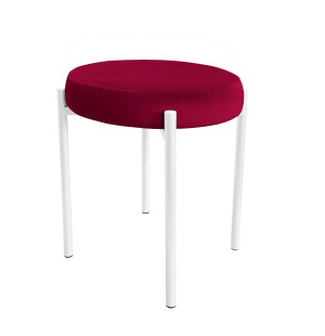 Taboret DIOR stelaż metalowy tkanina Welur : Kolor Stelaża - Biały, Kolor tkaniny - VELVET - MG31, Typ tkaniny - Velvet