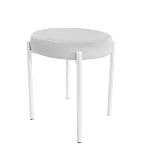 Taboret DIOR stelaż metalowy tkanina Welur : Kolor Stelaża - Biały, Kolor tkaniny - VELVET - MG39, Typ tkaniny - Velvet