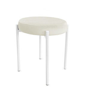 Taboret DIOR stelaż metalowy tkanina Welur : Kolor Stelaża - Biały, Kolor tkaniny - VELVET - MG50, Typ tkaniny - Velvet