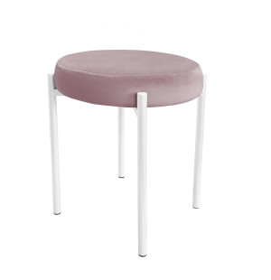 Taboret DIOR stelaż metalowy tkanina Welur : Kolor Stelaża - Biały, Kolor tkaniny - VELVET - MG55, Typ tkaniny - Velvet