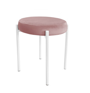 Taboret DIOR stelaż metalowy tkanina Welur : Kolor Stelaża - Biały, Kolor tkaniny - VELVET - MG58, Typ tkaniny - Velvet