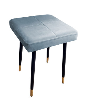 Taboret MAX tkanina Welur stelaż metalowy STOŁEK LOFT : Kolor nogi - Czano-złota stożek, Kolor tkaniny - VELVET - BL06, Typ tkaniny - Velvet