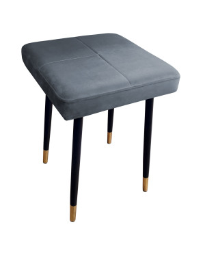 Taboret MAX tkanina Welur stelaż metalowy STOŁEK LOFT : Kolor nogi - Czano-złota stożek, Kolor tkaniny - VELVET - BL14, Typ tkaniny - Velvet