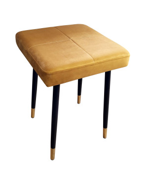 Taboret MAX tkanina Welur stelaż metalowy STOŁEK LOFT : Kolor nogi - Czano-złota stożek, Kolor tkaniny - VELVET - MG15, Typ tkaniny - Velvet