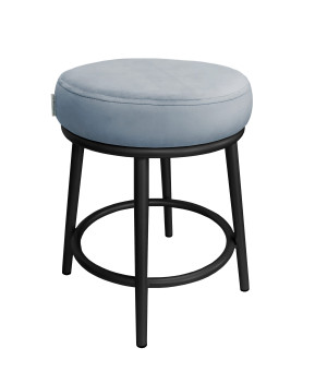 Taboret Ben tkanina Welur stelaż metalowy STOŁEK LOFT : Kolor Stelaża - Czarny , Kolor tkaniny - VELVET - BL06, Typ tkaniny - Velvet