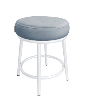 Taboret Ben tkanina Welur stelaż metalowy STOŁEK LOFT : Kolor Stelaża - Biały, Kolor tkaniny - VELVET - BL06, Typ tkaniny - Velvet