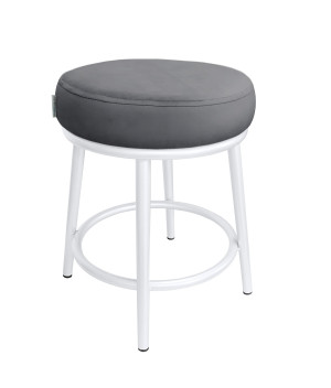 Taboret Ben tkanina Welur stelaż metalowy STOŁEK LOFT : Kolor Stelaża - Biały, Kolor tkaniny - VELVET - BL14, Typ tkaniny - Velvet