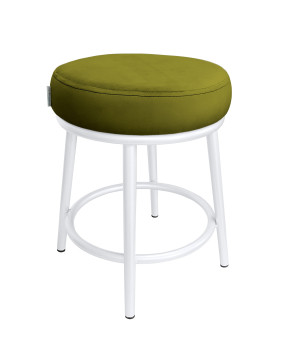 Taboret Ben tkanina Welur stelaż metalowy STOŁEK LOFT : Kolor Stelaża - Biały, Kolor tkaniny - VELVET - BL75, Typ tkaniny - Velvet