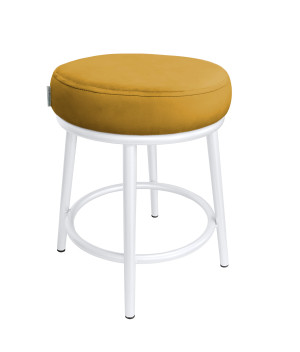 Taboret Ben tkanina Welur stelaż metalowy STOŁEK LOFT : Kolor Stelaża - Biały, Kolor tkaniny - VELVET - MG15, Typ tkaniny - Velvet