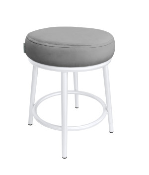 Taboret Ben tkanina Welur stelaż metalowy STOŁEK LOFT : Kolor Stelaża - Biały, Kolor tkaniny - VELVET - MG17, Typ tkaniny - Velvet