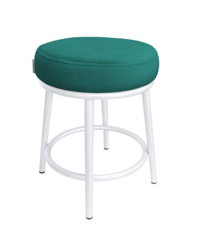 Taboret Ben tkanina Welur stelaż metalowy STOŁEK LOFT : Kolor Stelaża - Biały, Kolor tkaniny - VELVET - MG20, Typ tkaniny - Velvet
