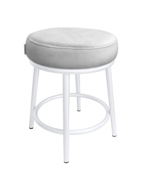 Taboret Ben tkanina Welur stelaż metalowy STOŁEK LOFT : Kolor Stelaża - Biały, Kolor tkaniny - VELVET - MG39, Typ tkaniny - Velvet