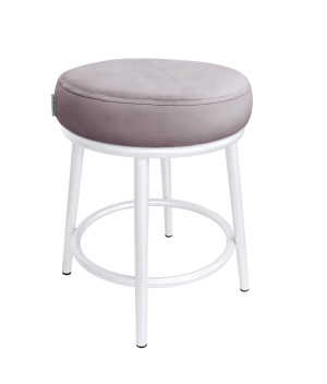 Taboret Ben tkanina Welur stelaż metalowy STOŁEK LOFT : Kolor Stelaża - Biały, Kolor tkaniny - VELVET - MG55, Typ tkaniny - Velvet