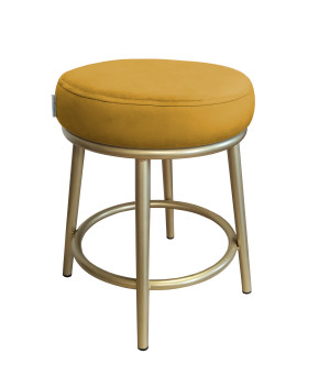 Taboret Ben tkanina Welur stelaż metalowy STOŁEK LOFT : Kolor Stelaża - Złoty, Kolor tkaniny - VELVET - MG15, Typ tkaniny - Velvet