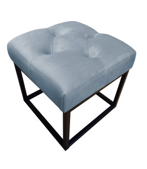Pufa CHESTERFIELD tkanina Welur loft ławka podnóżek metal : Kolor Stelaża - Czarny , Kolor tkaniny - VELVET - BL06, Typ tkaniny - Velvet