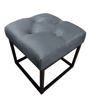 Pufa CHESTERFIELD tkanina Welur loft ławka podnóżek metal : Kolor Stelaża - Czarny , Kolor tkaniny - VELVET - BL14, Typ tkaniny - Velvet