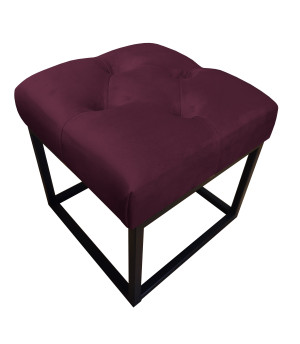 Pufa CHESTERFIELD tkanina Welur loft ławka podnóżek metal : Kolor Stelaża - Czarny , Kolor tkaniny - VELVET - MG02, Typ tkaniny - Velvet