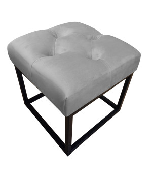 Pufa CHESTERFIELD tkanina Welur loft ławka podnóżek metal : Kolor Stelaża - Czarny , Kolor tkaniny - VELVET - MG17, Typ tkaniny - Velvet