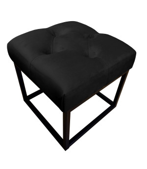 Pufa CHESTERFIELD tkanina Welur loft ławka podnóżek metal : Kolor Stelaża - Czarny , Kolor tkaniny - VELVET - MG19, Typ tkaniny - Velvet