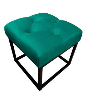 Pufa CHESTERFIELD tkanina Welur loft ławka podnóżek metal : Kolor Stelaża - Czarny , Kolor tkaniny - VELVET - MG20, Typ tkaniny - Velvet