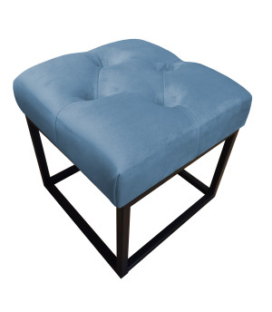 Pufa CHESTERFIELD tkanina Welur loft ławka podnóżek metal : Kolor Stelaża - Czarny , Kolor tkaniny - VELVET - MG33, Typ tkaniny - Velvet