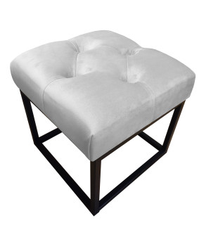 Pufa CHESTERFIELD tkanina Welur loft ławka podnóżek metal : Kolor Stelaża - Czarny , Kolor tkaniny - VELVET - MG39, Typ tkaniny - Velvet
