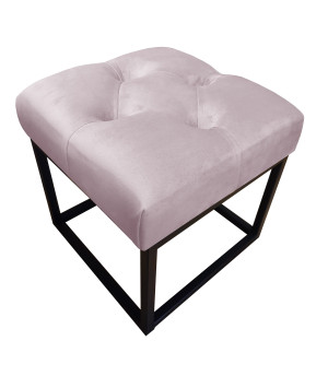 Pufa CHESTERFIELD tkanina Welur loft ławka podnóżek metal : Kolor Stelaża - Czarny , Kolor tkaniny - VELVET - MG55, Typ tkaniny - Velvet