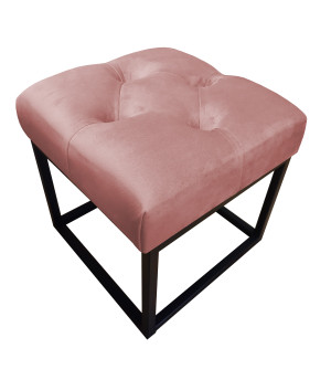 Pufa CHESTERFIELD tkanina Welur loft ławka podnóżek metal : Kolor Stelaża - Czarny , Kolor tkaniny - VELVET - MG58, Typ tkaniny - Velvet