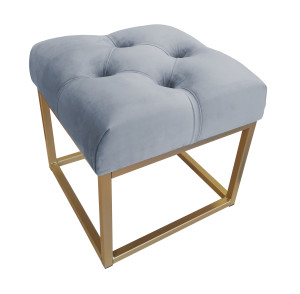 Pufa CHESTERFIELD tkanina Welur loft ławka podnóżek metal : Kolor Stelaża - Złoty, Kolor tkaniny - VELVET - BL06, Typ tkaniny - Velvet