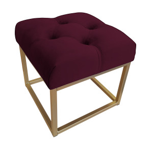 Pufa CHESTERFIELD tkanina Welur loft ławka podnóżek metal : Kolor Stelaża - Złoty, Kolor tkaniny - VELVET - MG02, Typ tkaniny - Velvet