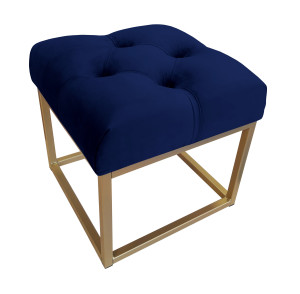 Pufa CHESTERFIELD tkanina Welur loft ławka podnóżek metal : Kolor Stelaża - Złoty, Kolor tkaniny - VELVET - MG16, Typ tkaniny - Velvet