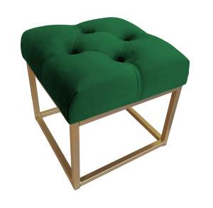 Pufa CHESTERFIELD tkanina Welur loft ławka podnóżek metal : Kolor Stelaża - Złoty, Kolor tkaniny - VELVET - MG25, Typ tkaniny - Velvet