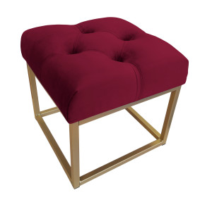 Pufa CHESTERFIELD tkanina Welur loft ławka podnóżek metal : Kolor Stelaża - Złoty, Kolor tkaniny - VELVET - MG31, Typ tkaniny - Velvet