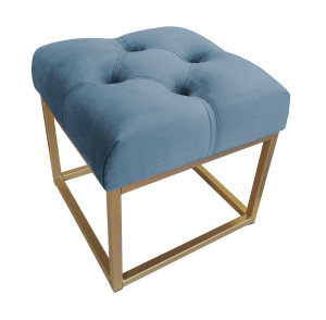 Pufa CHESTERFIELD tkanina Welur loft ławka podnóżek metal : Kolor Stelaża - Złoty, Kolor tkaniny - VELVET - MG33, Typ tkaniny - Velvet