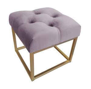 Pufa CHESTERFIELD tkanina Welur loft ławka podnóżek metal : Kolor Stelaża - Złoty, Kolor tkaniny - VELVET - MG55, Typ tkaniny - Velvet