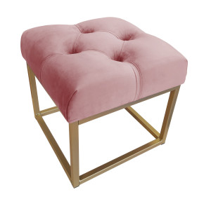 Pufa CHESTERFIELD tkanina Welur loft ławka podnóżek metal : Kolor Stelaża - Złoty, Kolor tkaniny - VELVET - MG58, Typ tkaniny - Velvet
