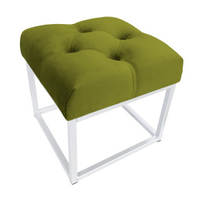 Pufa CHESTERFIELD tkanina Welur loft ławka podnóżek metal : Kolor Stelaża - Biały, Kolor tkaniny - VELVET - BL75, Typ tkaniny - Velvet