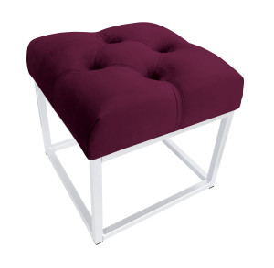 Pufa CHESTERFIELD tkanina Welur loft ławka podnóżek metal : Kolor Stelaża - Biały, Kolor tkaniny - VELVET - MG02, Typ tkaniny - Velvet