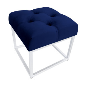Pufa CHESTERFIELD tkanina Welur loft ławka podnóżek metal : Kolor Stelaża - Biały, Kolor tkaniny - VELVET - MG16, Typ tkaniny - Velvet