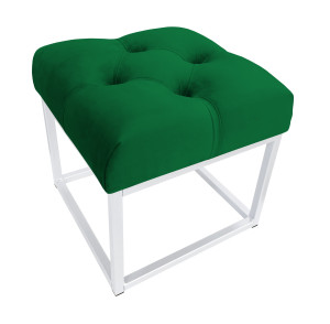 Pufa CHESTERFIELD tkanina Welur loft ławka podnóżek metal : Kolor Stelaża - Biały, Kolor tkaniny - VELVET - MG25, Typ tkaniny - Velvet