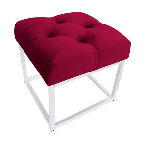 Pufa CHESTERFIELD tkanina Welur loft ławka podnóżek metal : Kolor Stelaża - Biały, Kolor tkaniny - VELVET - MG31, Typ tkaniny - Velvet