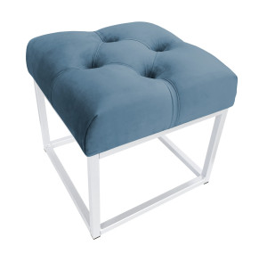 Pufa CHESTERFIELD tkanina Welur loft ławka podnóżek metal : Kolor Stelaża - Biały, Kolor tkaniny - VELVET - MG33, Typ tkaniny - Velvet