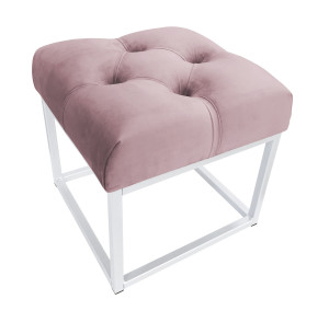 Pufa CHESTERFIELD tkanina Welur loft ławka podnóżek metal : Kolor Stelaża - Biały, Kolor tkaniny - VELVET - MG55, Typ tkaniny - Velvet