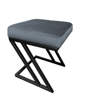 Pufa ZETA tkanina Welur loft ławka podnóżek metal : Kolor Stelaża - Czarny , Kolor tkaniny - VELVET - BL14, Typ tkaniny - Velvet