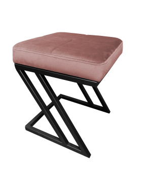 Pufa ZETA tkanina Welur loft ławka podnóżek metal : Kolor Stelaża - Czarny , Kolor tkaniny - VELVET - MG58, Typ tkaniny - Velvet
