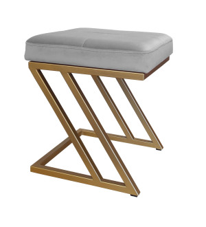 Pufa ZETA tkanina Welur loft ławka podnóżek metal : Kolor Stelaża - Złoty, Kolor tkaniny - VELVET - MG17, Typ tkaniny - Velvet