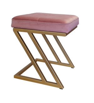 Pufa ZETA tkanina Welur loft ławka podnóżek metal : Kolor Stelaża - Złoty, Kolor tkaniny - VELVET - MG58, Typ tkaniny - Velvet