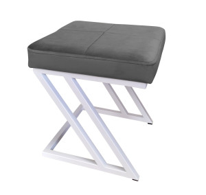 Pufa ZETA tkanina Welur loft ławka podnóżek metal : Kolor Stelaża - Biały, Kolor tkaniny - VELVET - BL14, Typ tkaniny - Velvet