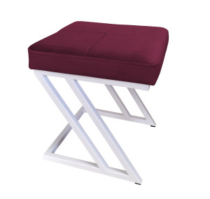 Pufa ZETA tkanina Welur loft ławka podnóżek metal : Kolor Stelaża - Biały, Kolor tkaniny - VELVET - MG02, Typ tkaniny - Velvet